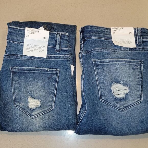 William Rast High Rise Slim Straight Distressed Wash Jeans - Picture 11 of 14